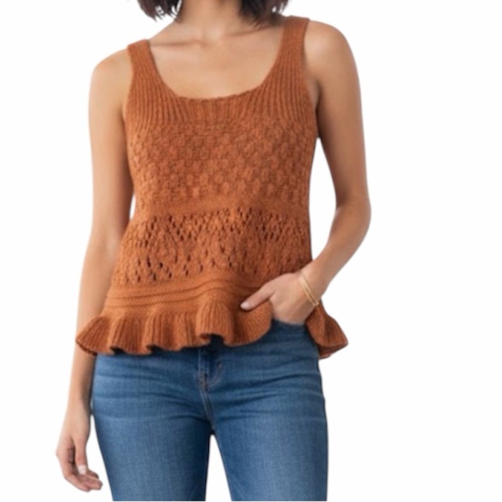 Chic Knit Sleeveless Terracota Top Broadway 38 Medium